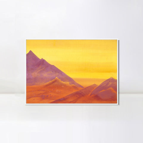 INVIN ART Framed Canvas Giclee Print sunrise-unfinished-1930 by Nicholas Roerich Wall Art Living Room Home Office Decorations