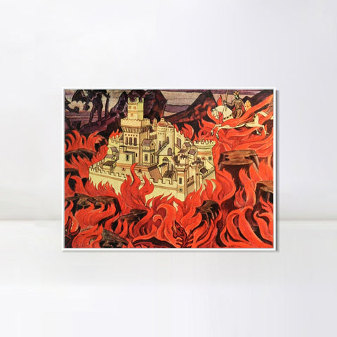 INVIN ART Framed Canvas Giclee Print The Enchanted City, 1920 by Nicholas Roerich Wall Art Living Room Home Office Decorations
