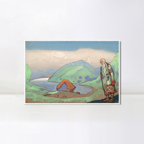 INVIN ART Framed Canvas Giclee Print the Oldest the Wisest, 1944 by Nicholas Roerich Wall Art Living Room Home Office Decorations
