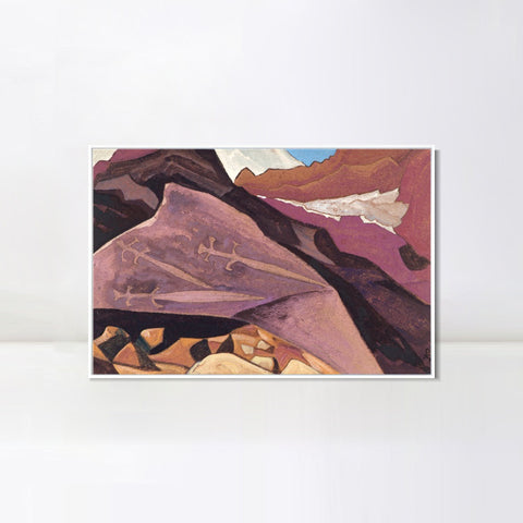 INVIN ART Framed Canvas Giclee Print three Swords Paintings on the Stone, 1932 by Nicholas Roerich Wall Art Living Room Home Office Decorations