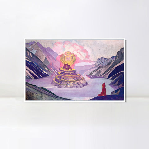 INVIN ART Framed Canvas Giclee Print Nagarjuna Conqueror of the Serpent, 1925 by Nicholas Roerich Wall Art Living Room Home Office Decorations