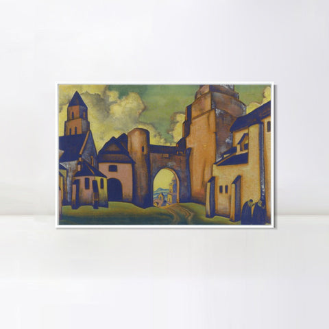 INVIN ART Framed Canvas Giclee Print Secrets of the Walls, 1920, Made of mixed media by Nicholas Roerich Wall Art Living Room Home Office Decorations