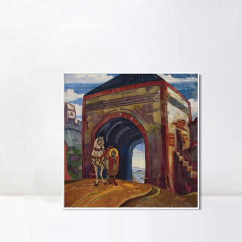 INVIN ART Framed Canvas Giclee Print St. Mercurius of Smolensk, Made of oil on canvas by Nicholas Roerich Wall Art Living Room Home Office Decorations