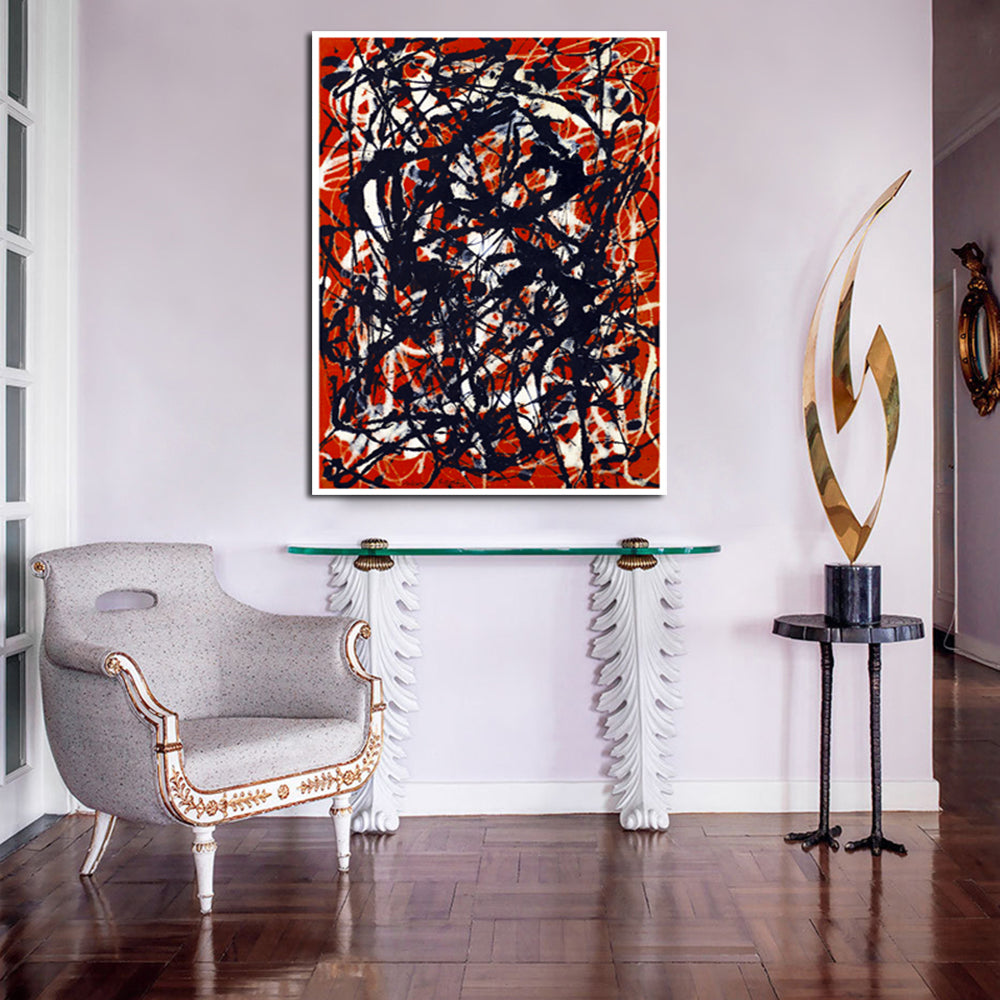 INVIN ART Framed Canvas Giclee Print Art Free Form by Jackson Pollock Abstract Wall Art
