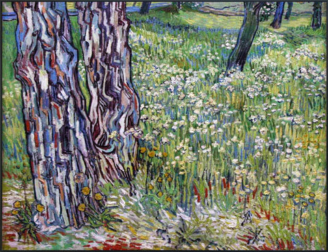 Framed Canvas Lawn by Vincent Van Gogh Wall Art