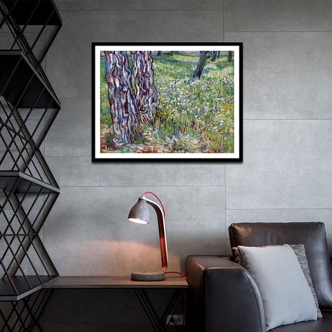 Framed Canvas Lawn by Vincent Van Gogh Wall Art