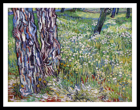 Framed Canvas Lawn by Vincent Van Gogh Wall Art
