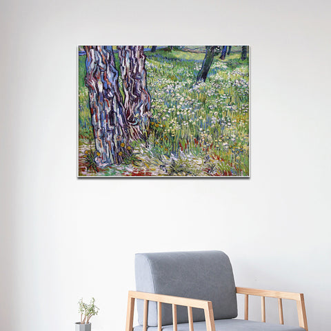 Framed Canvas Lawn by Vincent Van Gogh Wall Art