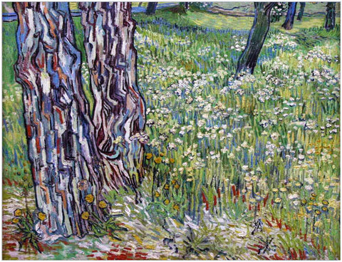 Framed Canvas Lawn by Vincent Van Gogh Wall Art