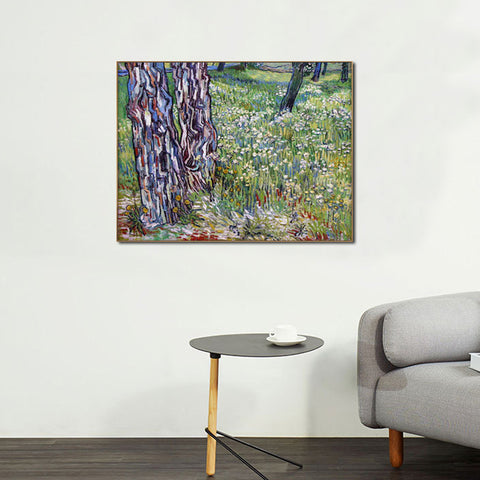 Framed Canvas Lawn by Vincent Van Gogh Wall Art