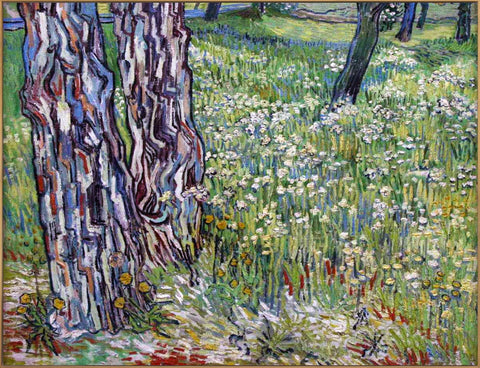 Framed Canvas Lawn by Vincent Van Gogh Wall Art