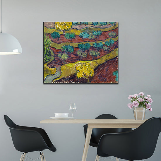 Framed Canvas Olive Trees On A Hillside by Vincent Van Gogh Wall Art