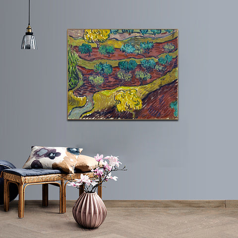 Framed Canvas Olive Trees On A Hillside by Vincent Van Gogh Wall Art