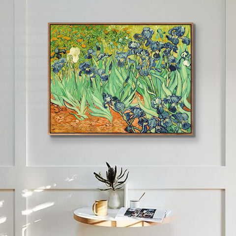 INVIN ART 100% Hand Painted Framed Canvas Irises 1890 by Vincent Van Gogh,Famous Oil Paintings Reproduction Modern Artwork Wall Art