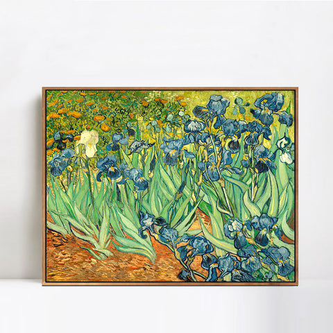 INVIN ART 100% Hand Painted Framed Canvas Irises 1890 by Vincent Van Gogh,Famous Oil Paintings Reproduction Modern Artwork Wall Art