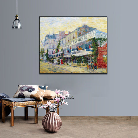 Framed Canvas Restaurant de la Sirene at Asnieres; 1887 by Vincent Van Gogh Wall Art