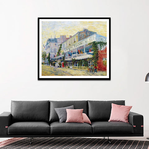 Framed Canvas Restaurant de la Sirene at Asnieres; 1887 by Vincent Van Gogh Wall Art