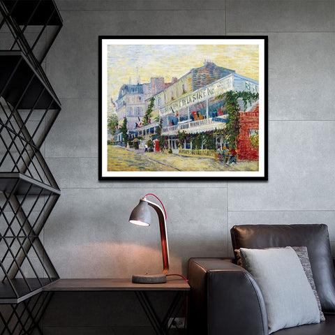 Framed Canvas Restaurant de la Sirene at Asnieres; 1887 by Vincent Van Gogh Wall Art