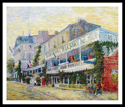 Framed Canvas Restaurant de la Sirene at Asnieres; 1887 by Vincent Van Gogh Wall Art