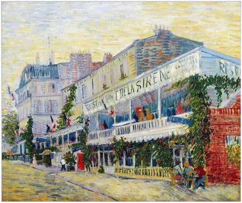 Framed Canvas Restaurant de la Sirene at Asnieres; 1887 by Vincent Van Gogh Wall Art