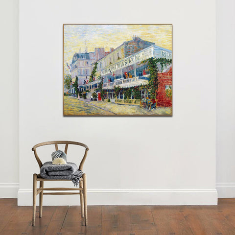 Framed Canvas Restaurant de la Sirene at Asnieres; 1887 by Vincent Van Gogh Wall Art
