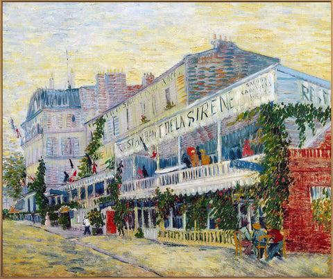 Framed Canvas Restaurant de la Sirene at Asnieres; 1887 by Vincent Van Gogh Wall Art