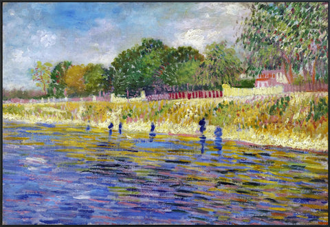 Framed Canvas The Banks Of The Seine; 1887 by Vincent Van Gogh Wall Art