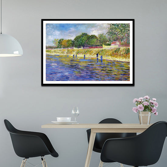 Framed Canvas The Banks Of The Seine; 1887 by Vincent Van Gogh Wall Art
