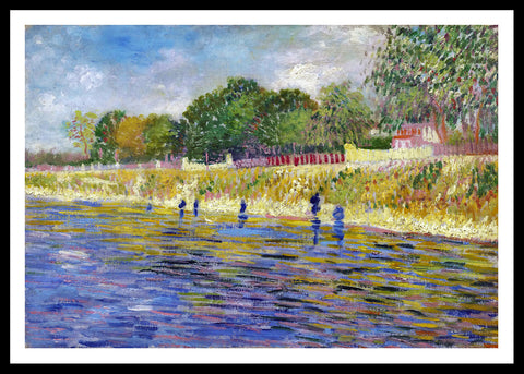 Framed Canvas The Banks Of The Seine; 1887 by Vincent Van Gogh Wall Art
