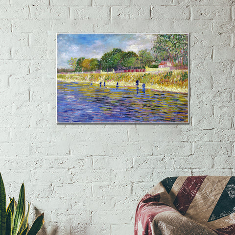 Framed Canvas The Banks Of The Seine; 1887 by Vincent Van Gogh Wall Art