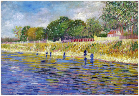 Framed Canvas The Banks Of The Seine; 1887 by Vincent Van Gogh Wall Art