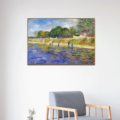 Framed Canvas The Banks Of The Seine; 1887 by Vincent Van Gogh Wall Art