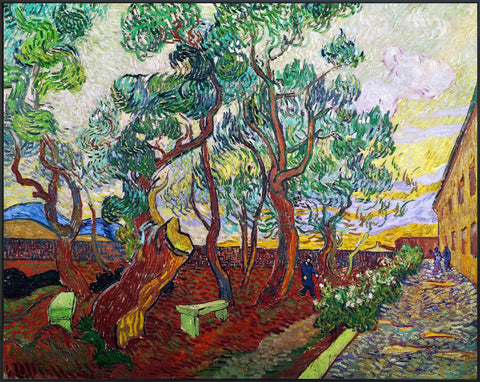 Framed Canvas Garden of Saint Paul's Hospital by Vincent Van Gogh Wall Art