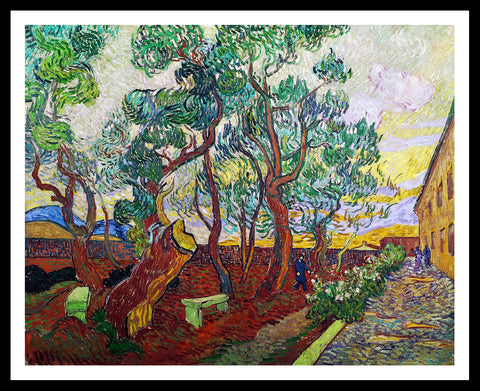 Framed Canvas Garden of Saint Paul's Hospital by Vincent Van Gogh Wall Art