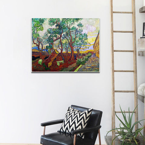Framed Canvas Garden of Saint Paul's Hospital by Vincent Van Gogh Wall Art