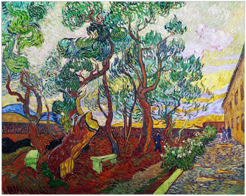 Framed Canvas Garden of Saint Paul's Hospital by Vincent Van Gogh Wall Art