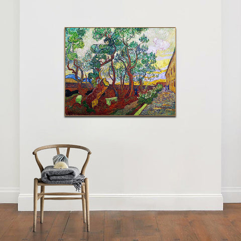 Framed Canvas Garden of Saint Paul's Hospital by Vincent Van Gogh Wall Art