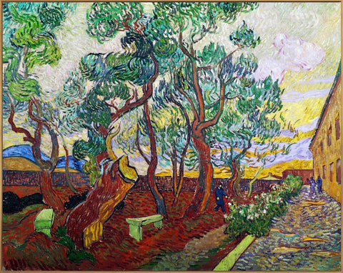 Framed Canvas Garden of Saint Paul's Hospital by Vincent Van Gogh Wall Art