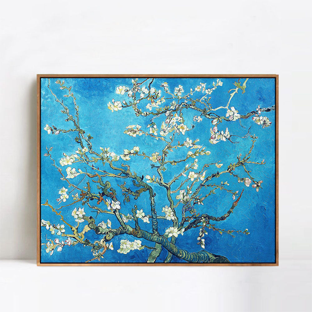 INVIN ART 100% Hand Painted Framed Canvas Branches with Almond Blossom,1890 by Vincent Van Gogh,Famous Oil Paintings Reproduction Modern Artwork Wall Art