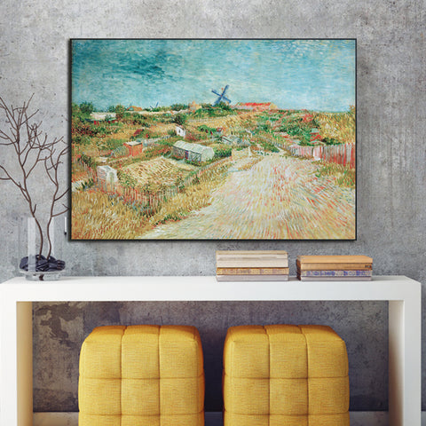 Framed Canvas Vegetable Gardens in Montmartre by Vincent Van Gogh Wall Art
