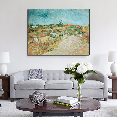 Framed Canvas Vegetable Gardens in Montmartre by Vincent Van Gogh Wall Art