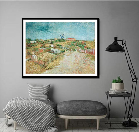 Framed Canvas Vegetable Gardens in Montmartre by Vincent Van Gogh Wall Art