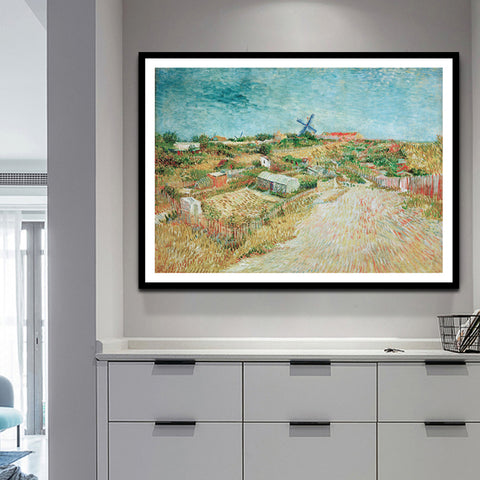 Framed Canvas Vegetable Gardens in Montmartre by Vincent Van Gogh Wall Art