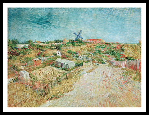 Framed Canvas Vegetable Gardens in Montmartre by Vincent Van Gogh Wall Art