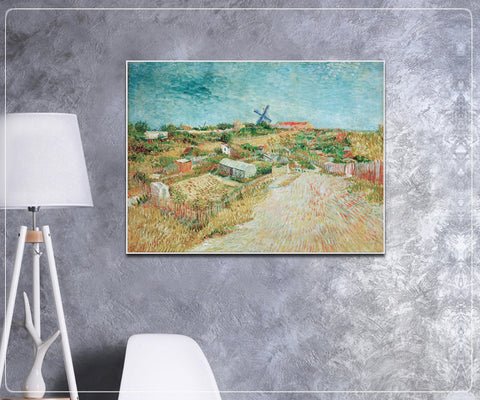 Framed Canvas Vegetable Gardens in Montmartre by Vincent Van Gogh Wall Art