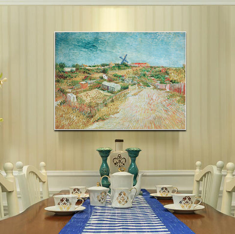Framed Canvas Vegetable Gardens in Montmartre by Vincent Van Gogh Wall Art
