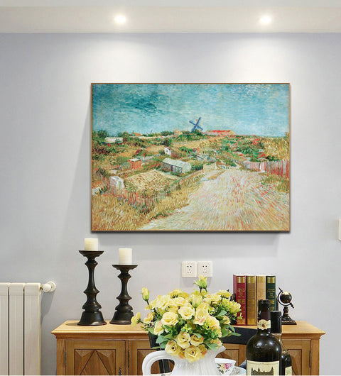 Framed Canvas Vegetable Gardens in Montmartre by Vincent Van Gogh Wall Art