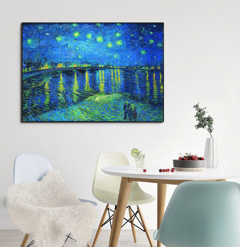 Framed Canvas Starry Night over The Rhone by Vincent Van Gogh Wall Art