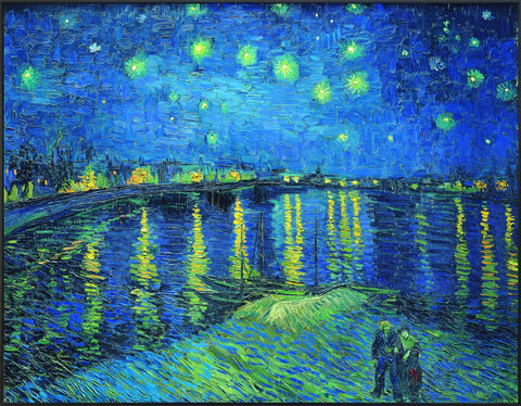 Framed Canvas Starry Night over The Rhone by Vincent Van Gogh Wall Art