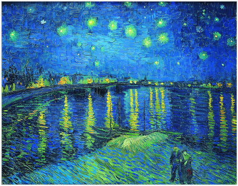 Framed Canvas Starry Night over The Rhone by Vincent Van Gogh Wall Art